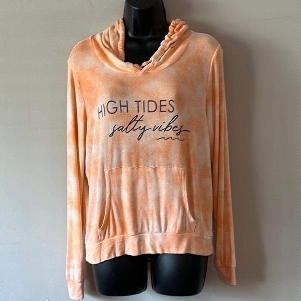 Salt Life High Tides Salty Vibes Hooded Lightweight Tie-Dye ribbed shirt sz S